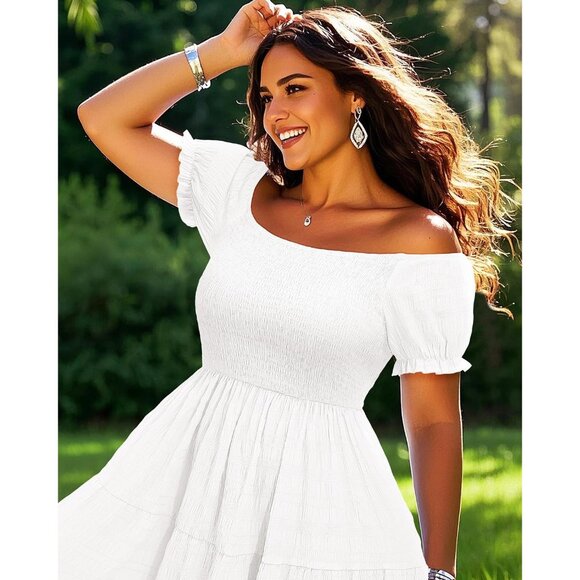 Plus Size Summer Dress Off Shoulder Pockets Casual Wedding Vacation - Picture 4 of 6